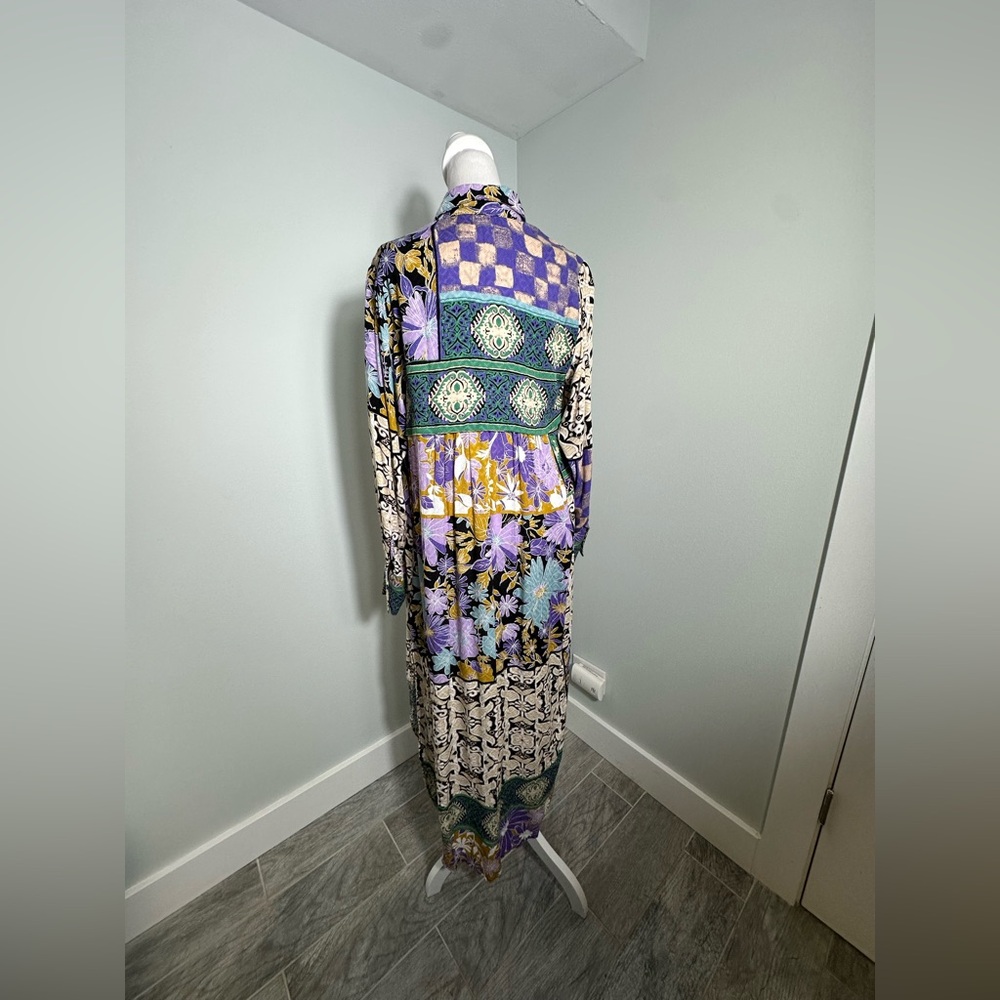 Free People Jackie  Boho Maxi Shirt Dress Size Medium - Picture 8 of 15
